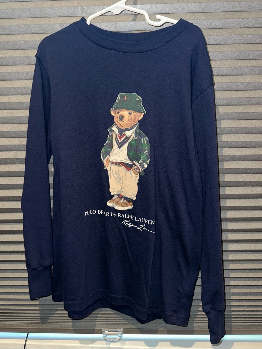 Polo by Ralph Lauren Navy Long-Sleeve Tee with Fall Polo Bear - back to school